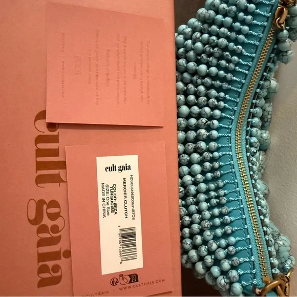 Cult Gaia Mercier Turquoise Beaded Mini Shoulder Bag $898 MSRP - Picture 3 of 6
